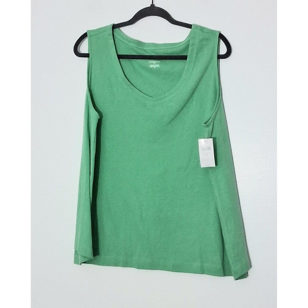 J. Jill Tank Top Women's Size 2X Ocean Green Pima Rounded‎ V-Neck Sleeveless NWT